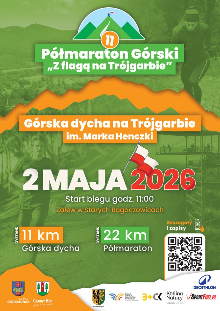 Plakat Półmaraton z flagą na Trójgarbie