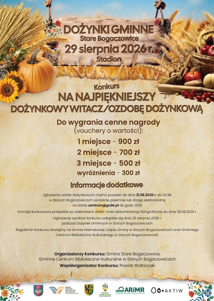 Konkurs na Najpiękniejszy Dożynkowy Witacz/Ozdobę Dożynkową